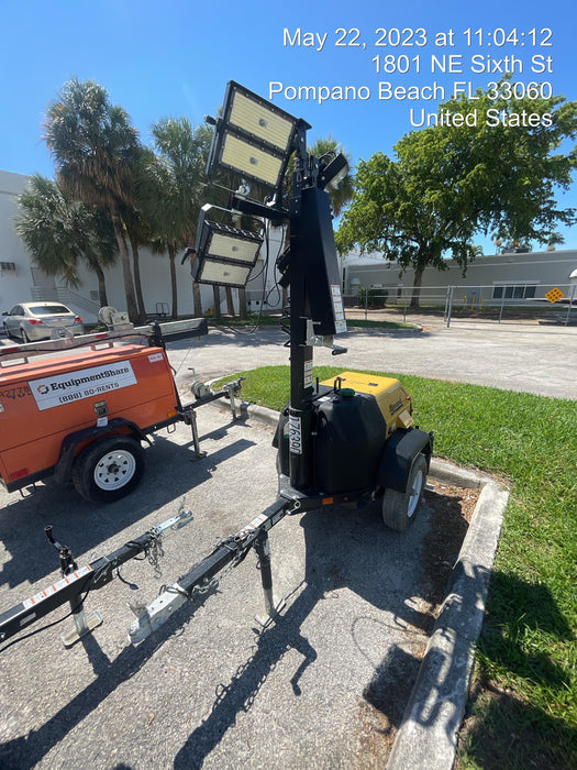 2022 Allmand NLV3GR (4) LED Light Fixture 350W, 23' Vertical Mast, 3kW Prime, Towable, ES Decals, T3