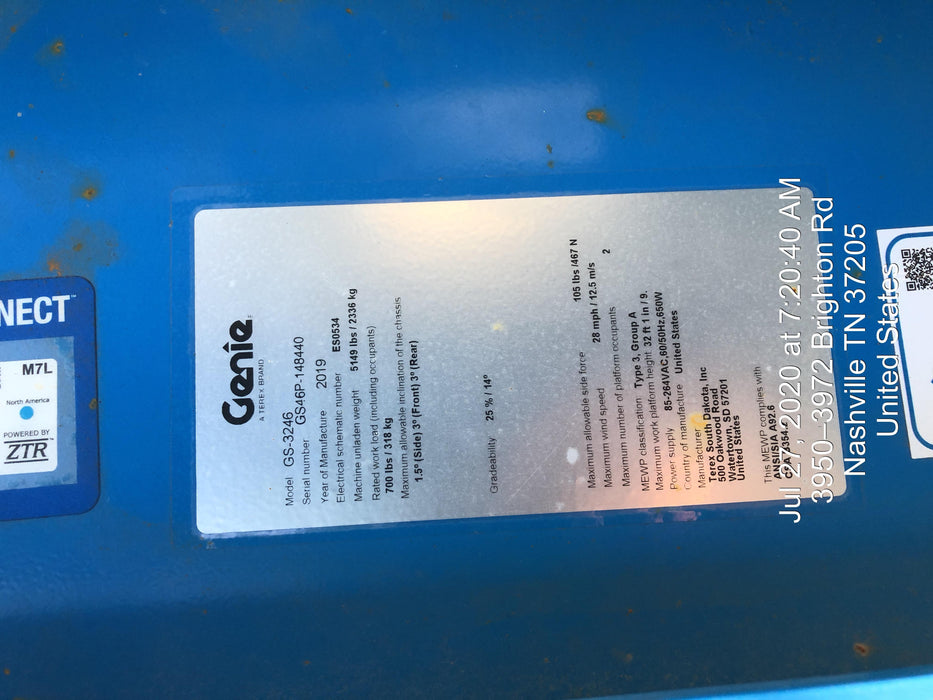 2019 Genie GS-3246 Folding rails with full height swing gate