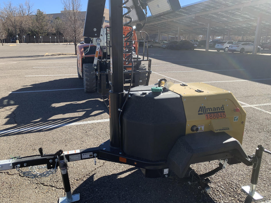 Allmand NLV3GR (4) LED Light Fixture 350W, 23' Vertical Mast, 3kW Prime, Towable, Deep Sea L401, Leveling Jacks, Yanmar T4F 5.8hp