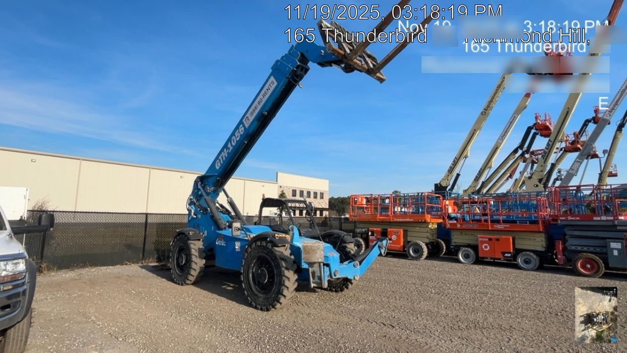 2019 Genie GTH-1056 Canopy, Solid RT Tires, LED Work Lights, Beacon 60" QA Carriage, 60" Forks