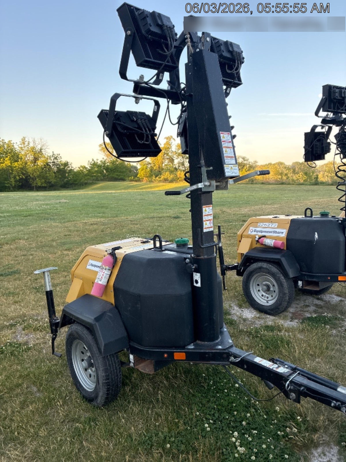 2022 Allmand NLV3GR (4) LED Light Fixture 350W, 23' Vertical Mast, 3kW Prime, Towable, Deep Sea L401, Leveling Jacks, Yanmar T4F 5.8hp