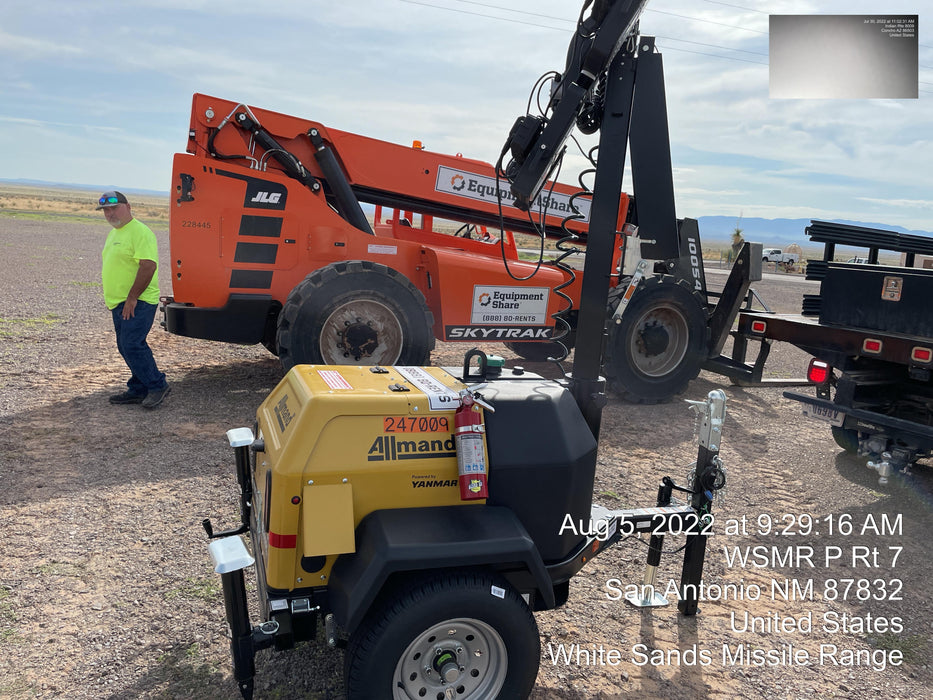 2022 Allmand NLV3GR (4) LED Light Fixture 350W, 23' Vertical Mast, 3kW Prime, Towable, ES Decals, T3