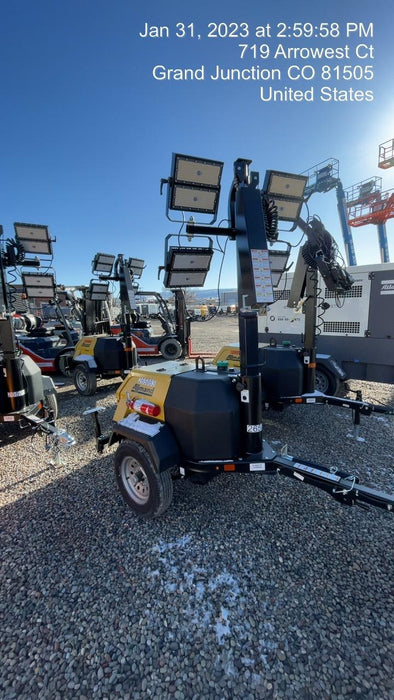 2022 Allmand NLV3GR (4) LED Light Fixture 350W, 23' Vertical Mast, 3kW Prime, Towable, ES Decals, T3