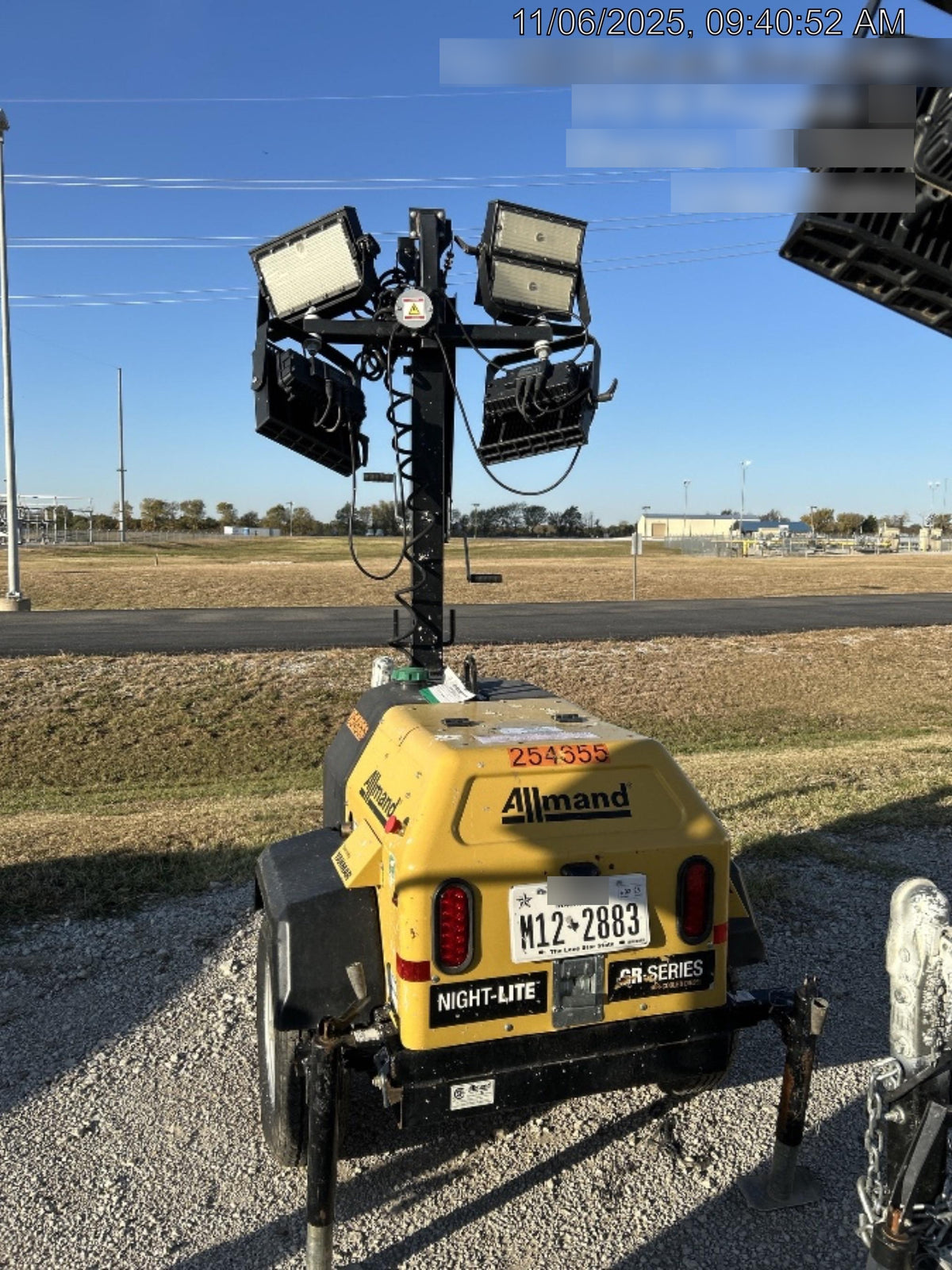 2022 Allmand NLV3GR (4) LED Light Fixture 350W, 23' Vertical Mast, 3kW Prime, Towable, ES Decals, T3