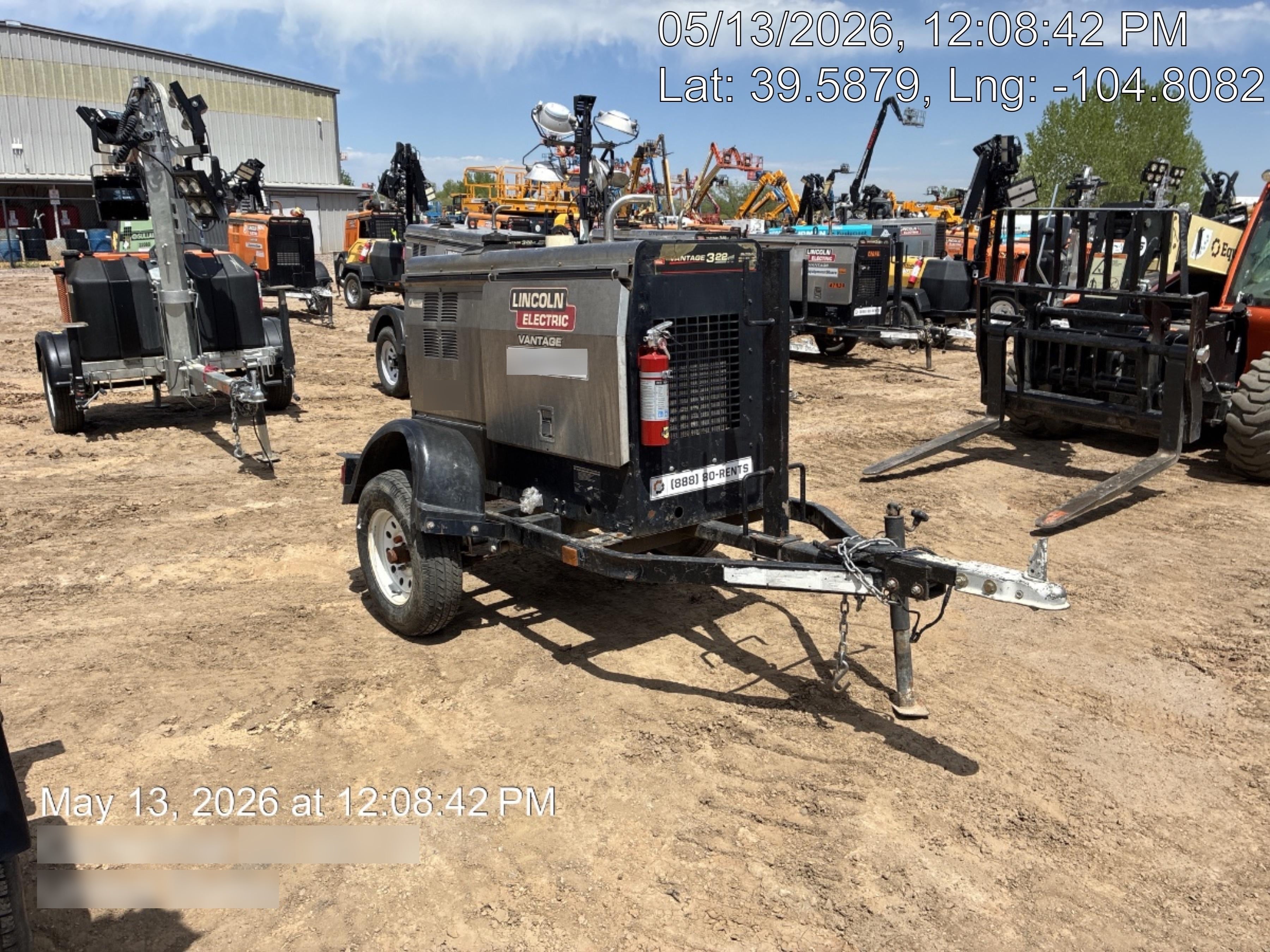 2019 Lincoln Electric Vantage 322 Ready-Pak 3, Two Wheel Trailer, Fender and Light Kit, Cable Rack