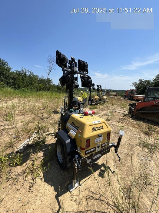 2022 Allmand NLV3GR (4) LED Light Fixture 350W, 23' Vertical Mast, 3kW Prime, Towable, ES Decals, T3