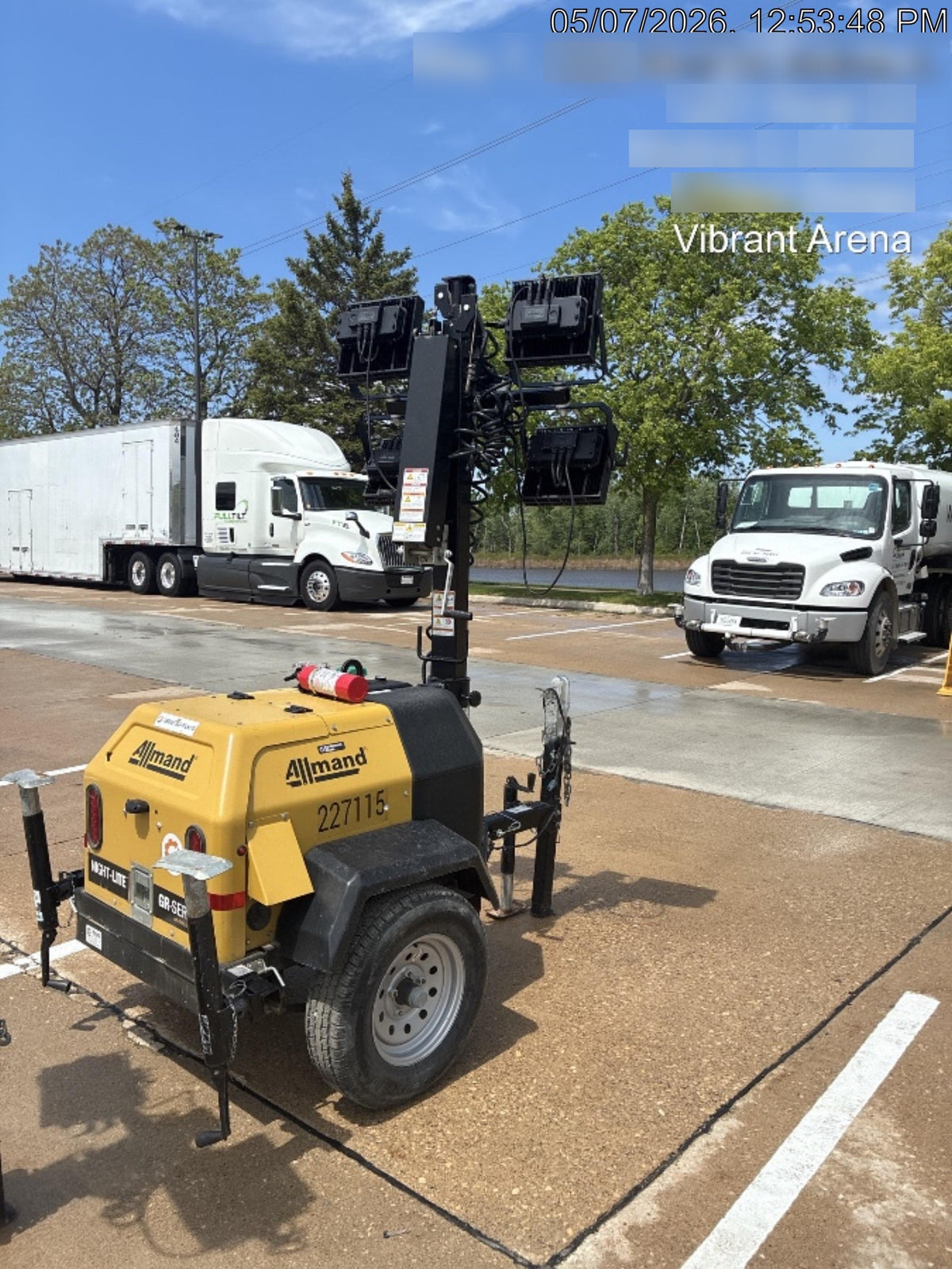 2022 Allmand NLV3GR (4) LED Light Fixture 350W, 23' Vertical Mast, 3kW Prime, Towable, Deep Sea L401, Leveling Jacks, Yanmar T4F 5.8hp