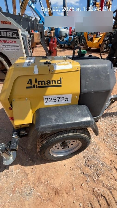 2022 Allmand NLV3GR (4) LED Light Fixture 350W, 23' Vertical Mast, 3kW Prime, Towable, Deep Sea L401, Leveling Jacks, Yanmar T4F 5.8hp