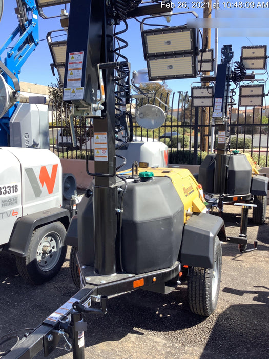 2021 Allmand NLV3GR (4) LED Light Fixture 350W, 23' Vertical Mast, 3kW Prime, Towable, Deep Sea L401, Leveling Jacks, Yanmar T4F 5.8hp