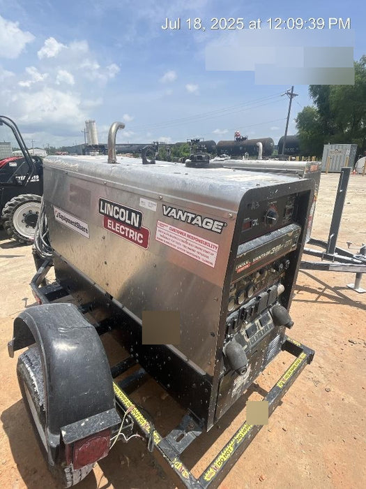 2019 Lincoln Electric Vantage 322 Welder Ready-Pak 3, Two wheel trailer, Fender and Light kit, Cable Rack
