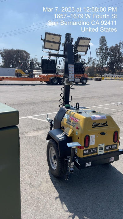 2022 Allmand NLV3GR (4) LED Light Fixture 350W, 23' Vertical Mast, 3kW Prime, Towable, ES Decals, T3