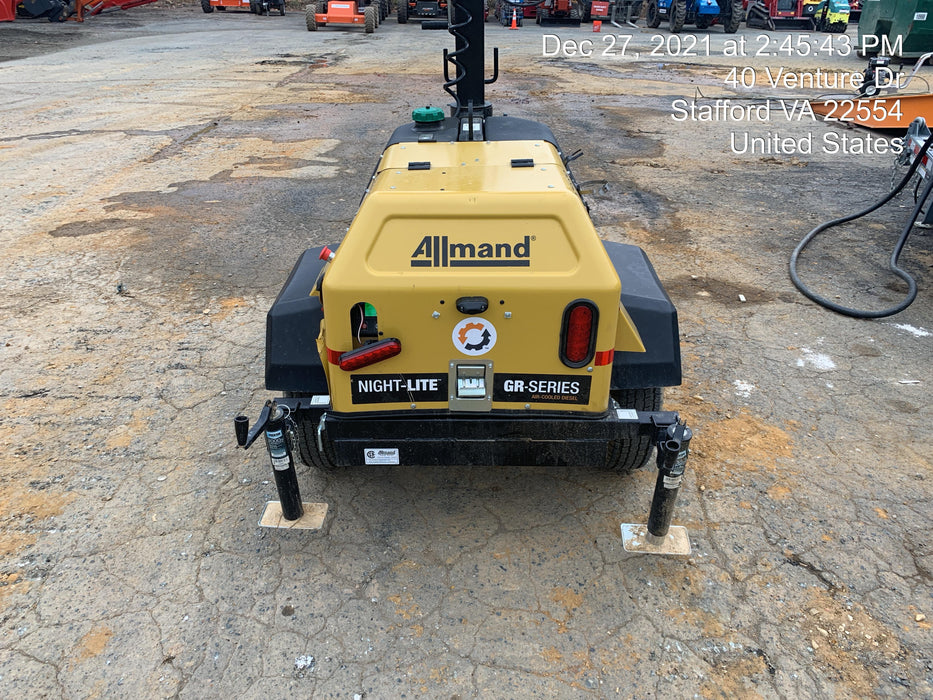 2021 Allmand NLV3GR (4) LED Light Fixture 350W, 23' Vertical Mast, 3kW Prime, Towable, Deep Sea L401, Leveling Jacks, Yanmar T4F 5.8hp