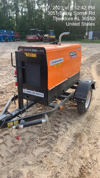 2021 Lincoln Electric Vantage 322 Vantage 322 Ready Pak 3 w/ Telematics & Decals, ORANGE (includes trailer, cable rack, fender light kit)