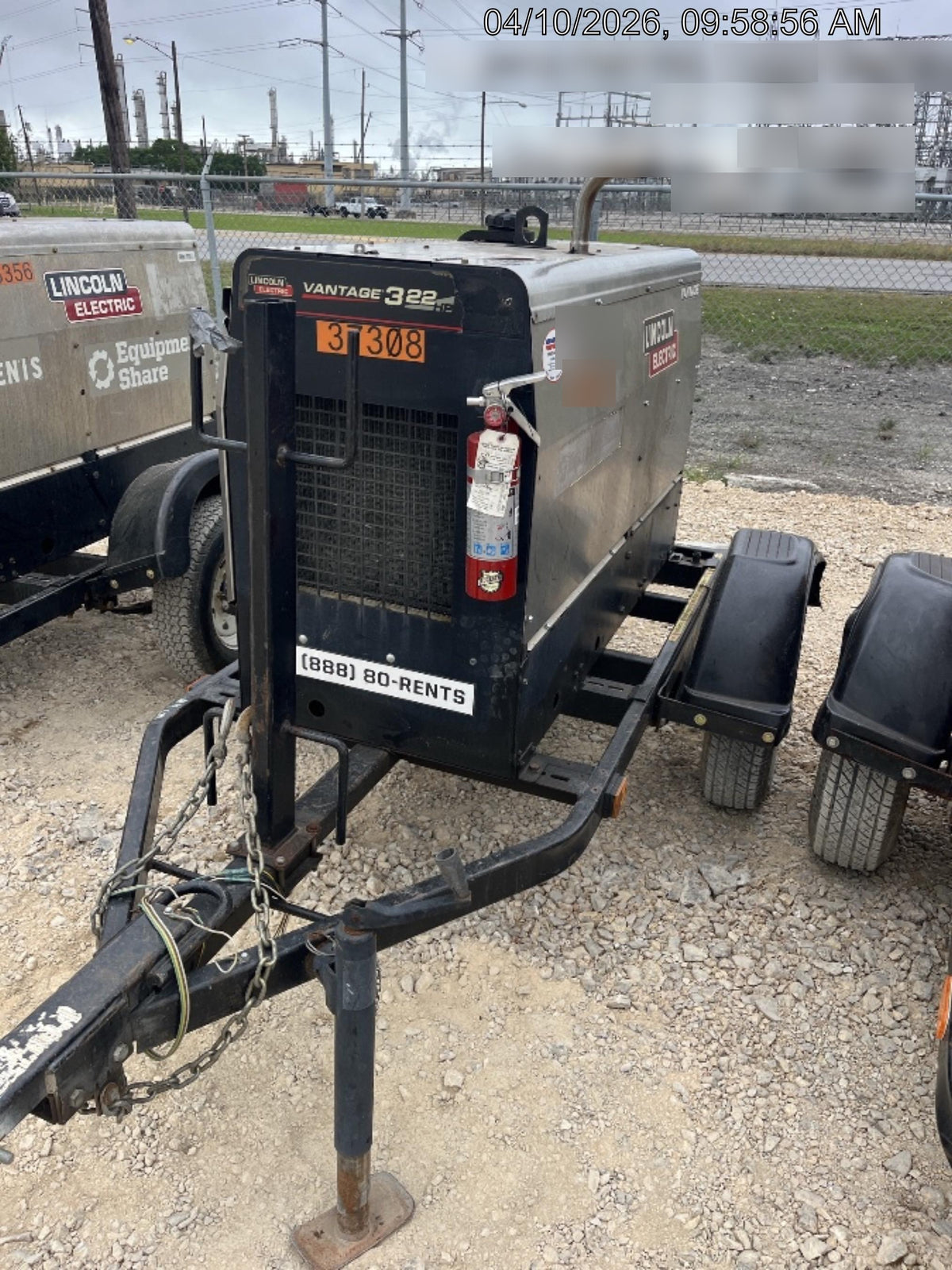 2019 Lincoln Electric Vantage 322 Ready-Pak 3, Two Wheel Trailer, Fender and Light Kit, Cable Rack