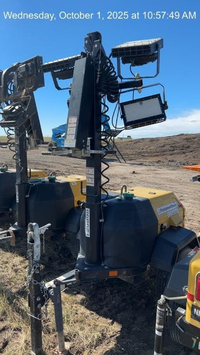 2021 Allmand NLV3GR (4) LED Light Fixture 350W, 23' Vertical Mast, 3kW Prime, Towable, Deep Sea L401, Leveling Jacks, Yanmar T4F 5.8hp