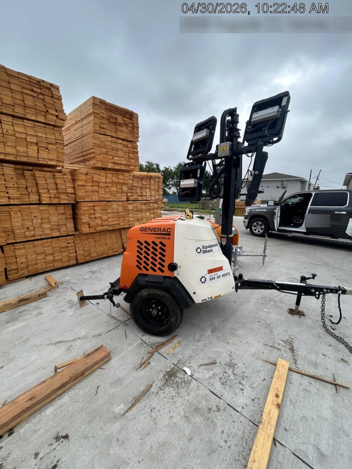 2023 Generac MLT2 Diesel, Flex Switch 120V Input, Powerzone Controller, 
(4) 320W LED Lights, 4kW Generator, 39.9 Gal Fuel Tank, 2" Ball, T3