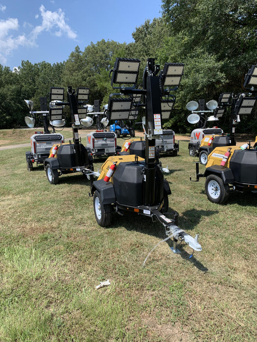 2021 Allmand NLV3GR (4) LED Light Fixture 350W, 23' Vertical Mast, 3kW Prime, Towable, Deep Sea L401, Leveling Jacks, Yanmar T4F 5.8hp