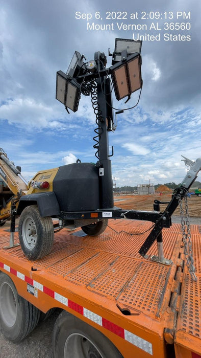 2022 Allmand NLV3GR (4) LED Light Fixture 350W, 23' Vertical Mast, 3kW Prime, Towable, Deep Sea L401, Leveling Jacks, Yanmar T4F 5.8hp