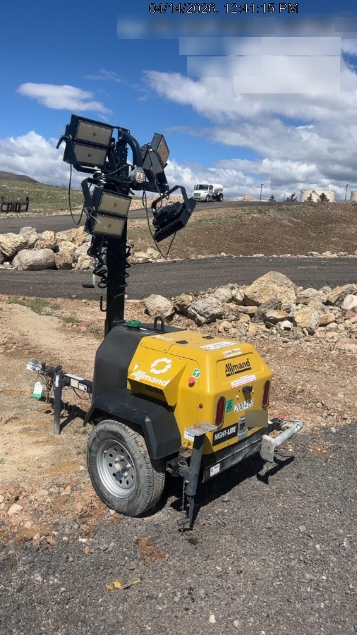 2022 Allmand NLV3GR (4) LED Light Fixture 350W, 23' Vertical Mast, 3kW Prime, Towable, Deep Sea L401, Leveling Jacks, Yanmar T4F 5.8hp