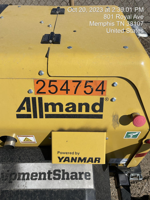 2022 Allmand NLV3GR (4) LED Light Fixture 350W, 23' Vertical Mast, 3kW Prime, Towable, ES Decals, T3