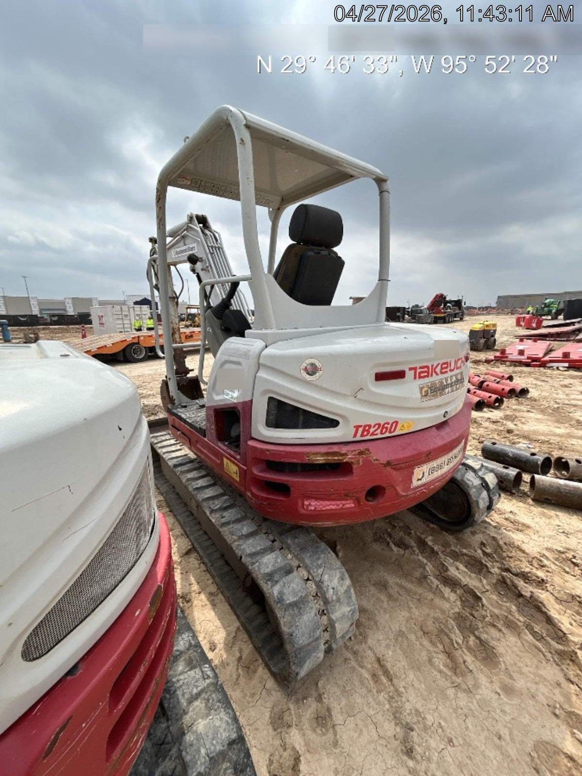 2019 Takeuchi TB260 Canopy w/Rubber Tracks, Auxiliary Hydraulics, Standard Blade, Manual QC