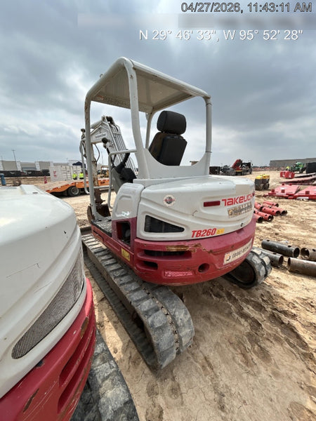 2019 Takeuchi TB260 Canopy w/Rubber Tracks, Auxiliary Hydraulics, Standard Blade, Manual QC