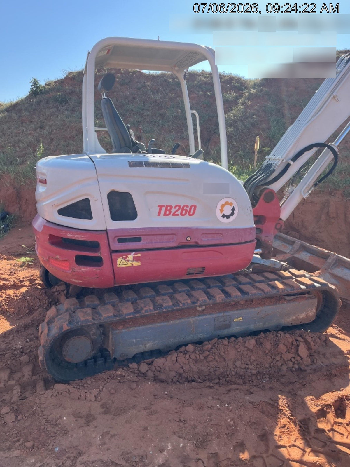 2019 Takeuchi TB260 Takeuchi TB260 Canopy w/Rubber Tracks, Auxiliary Hydraulics, Standard Blade, Manual QC