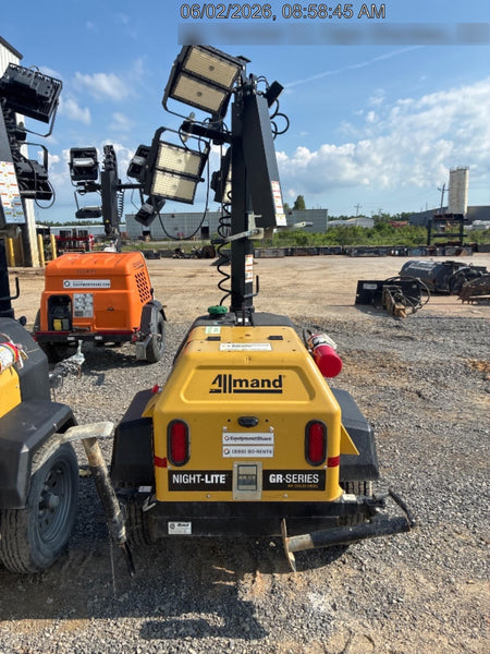 2022 Allmand NLV3GR (4) LED Light Fixture 350W, 23' Vertical Mast, 3kW Prime, Towable, Deep Sea L401, Leveling Jacks, Yanmar T4F 5.8hp