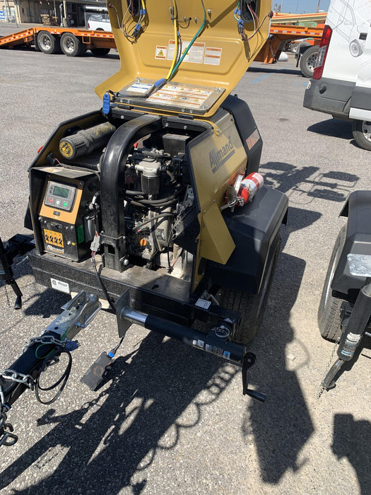 Allmand NLV3GR (4) LED Light Fixture 350W, 23' Vertical Mast, 3kW Prime, Towable, Deep Sea L401, Leveling Jacks, Yanmar T4F 5.8hp