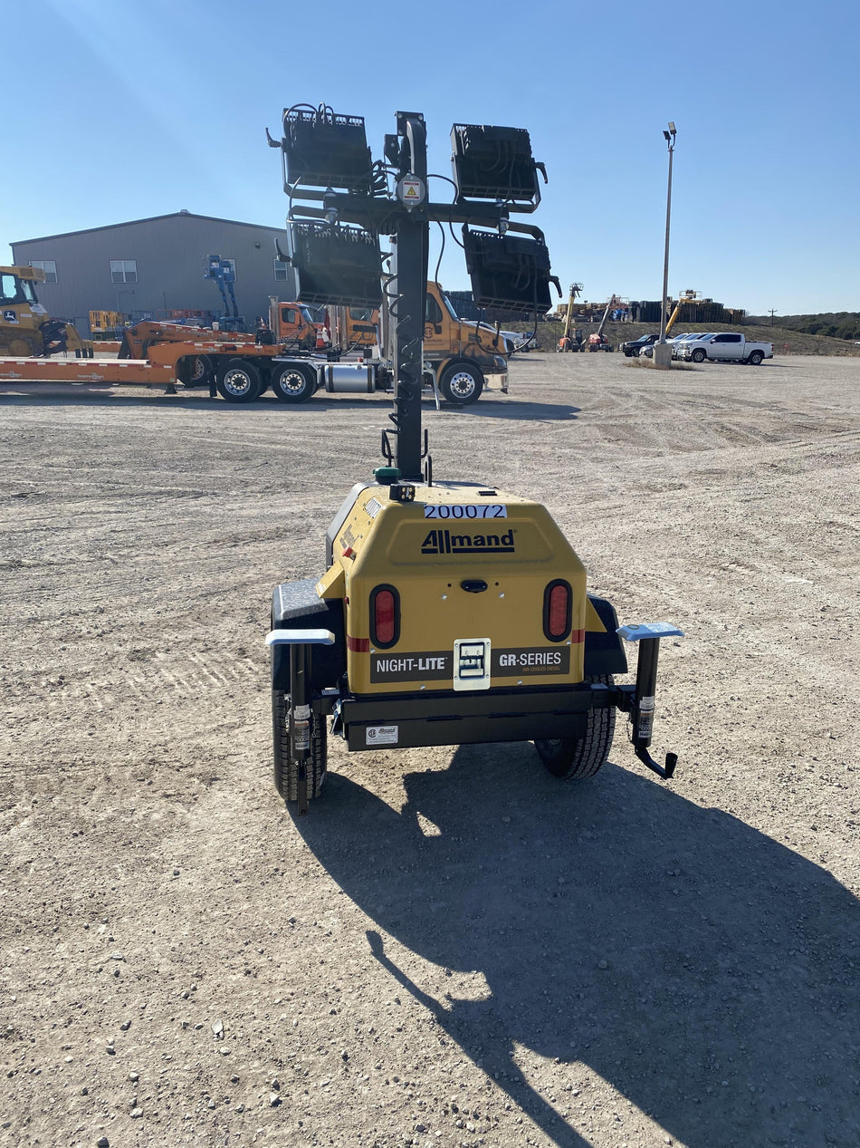 2022 Allmand NLV3GR (4) LED Light Fixture 350W, 23' Vertical Mast, 3kW Prime, Towable, Deep Sea L401, Leveling Jacks, Yanmar T4F 5.8hp