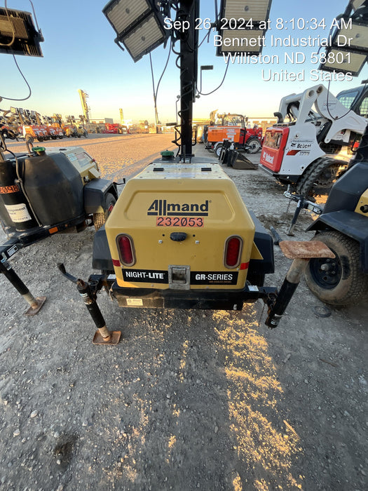 2022 Allmand NLV3GR (4) LED Light Fixture 350W, 23' Vertical Mast, 3kW Prime, Towable, Deep Sea L401, Leveling Jacks, Yanmar T4F 5.8hp