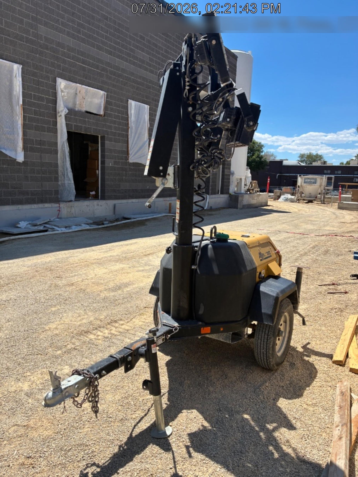 2022 Allmand NLV3GR (4) LED Light Fixture 350W, 23' Vertical Mast, 3kW Prime, Towable, Deep Sea L401, Leveling Jacks, Yanmar T4F 5.8hp