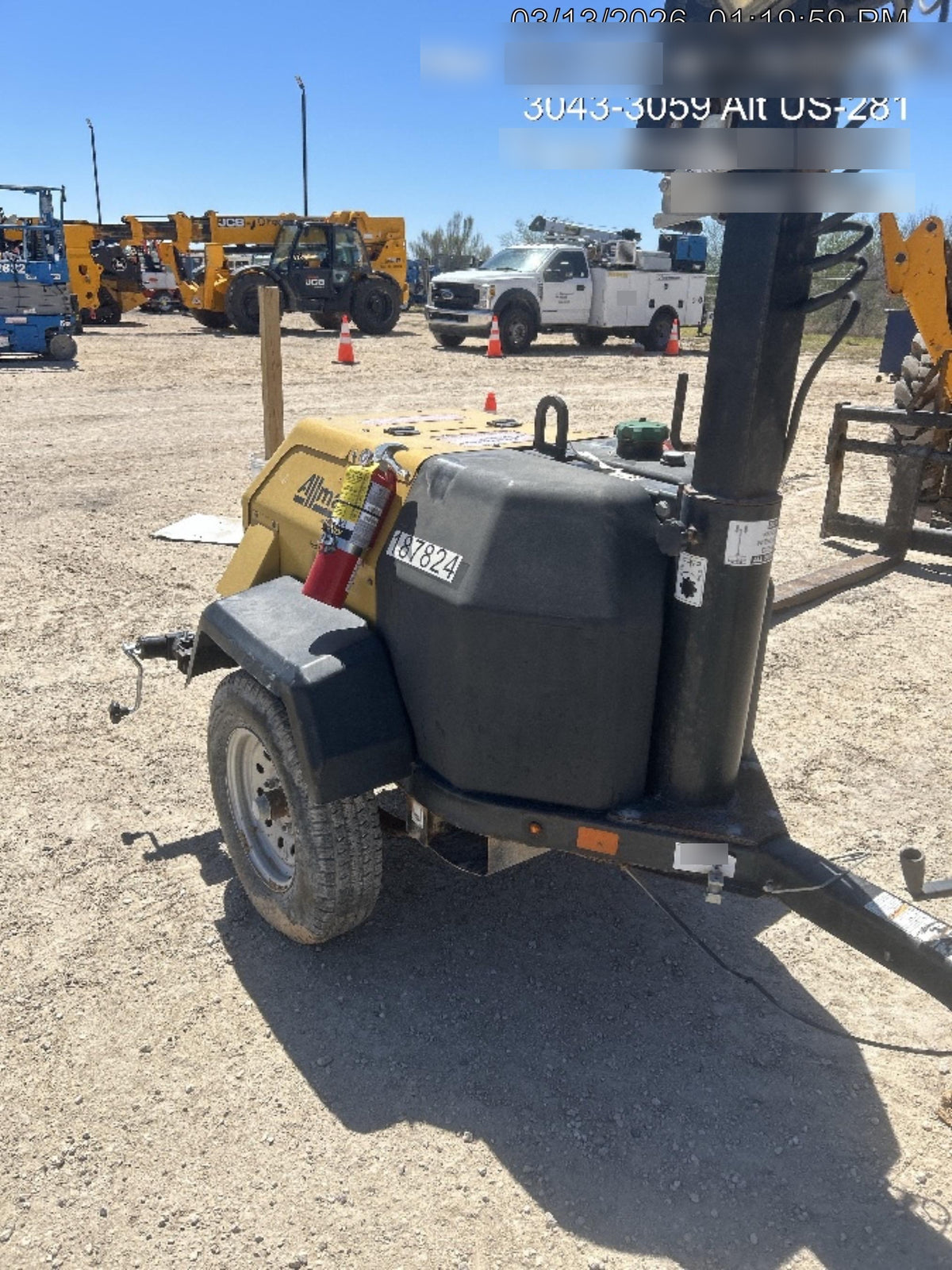 Allmand NLV3GR (4) LED Light Fixture 350W, 23' Vertical Mast, 3kW Prime, Towable, Deep Sea L401, Leveling Jacks, Yanmar T4F 5.8hp