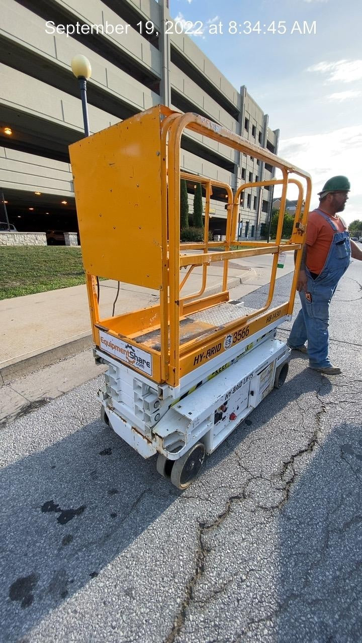 Custom Equipment HB-1430 Hy-Brid Scissor Lift
Platform capacity up to 670 lbs
Working height up to 20 ft
Weighs under 1,700 lbs
Non-marking wheels