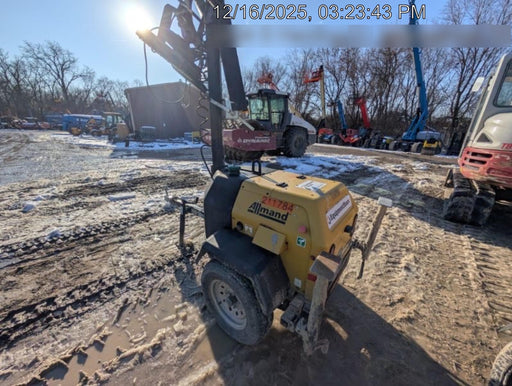 2022 Allmand NLV3GR (4) LED Light Fixture 350W, 23' Vertical Mast, 3kW Prime, Towable, Deep Sea L401, Leveling Jacks, Yanmar T4F 5.8hp