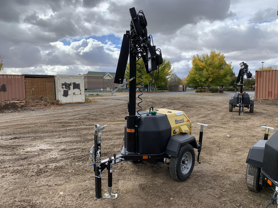 2022 Allmand NLV3GR (4) LED Light Fixture 350W, 23' Vertical Mast, 3kW Prime, Towable, ES Decals, T3