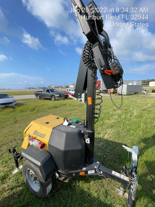 2022 Allmand NLV3GR (4) LED Light Fixture 350W, 23' Vertical Mast, 3kW Prime, Towable, Deep Sea L401, Leveling Jacks, Yanmar T4F 5.8hp