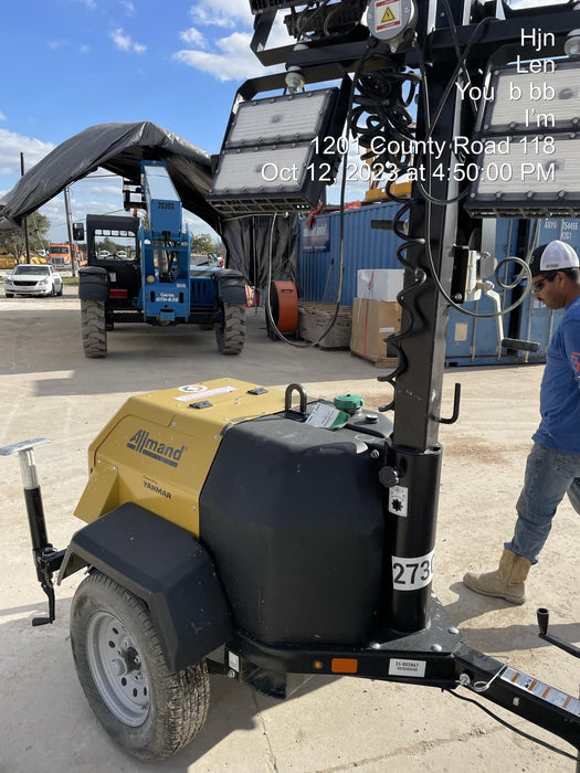 2022 Allmand NLV3GR (4) LED Light Fixture 350W, 23' Vertical Mast, 3kW Prime, Towable, ES Decals, T3