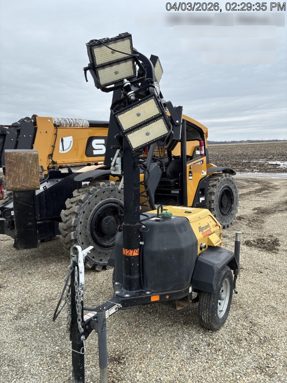 2020 Allmand NLV3GR (4) LED Light Fixture 350W, 23' Vertical Mast, 3kW Prime, Towable, Deep Sea L401, Leveling Jacks, Yanmar T4F 5.8hp