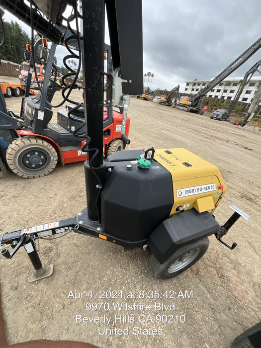 2022 Allmand NLV3GR (4) LED Light Fixture 350W, 23' Vertical Mast, 3kW Prime, Towable, Deep Sea L401, Leveling Jacks, Yanmar T4F 5.8hp