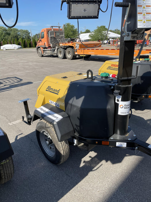 2022 Allmand NLV3GR (4) LED Light Fixture 350W, 23' Vertical Mast, 3kW Prime, Towable, Deep Sea L401, Leveling Jacks, Yanmar T4F 5.8hp