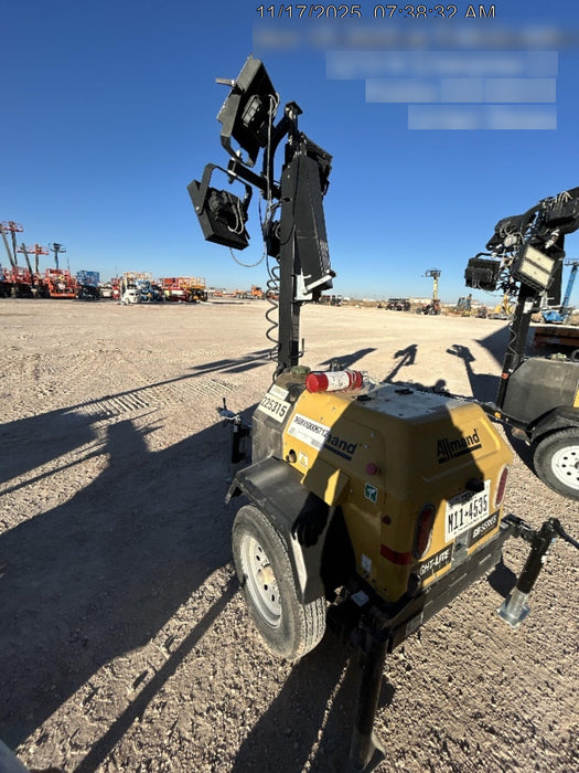 2022 Allmand NLV3GR (4) LED Light Fixture 350W, 23' Vertical Mast, 3kW Prime, Towable, Deep Sea L401, Leveling Jacks, Yanmar T4F 5.8hp