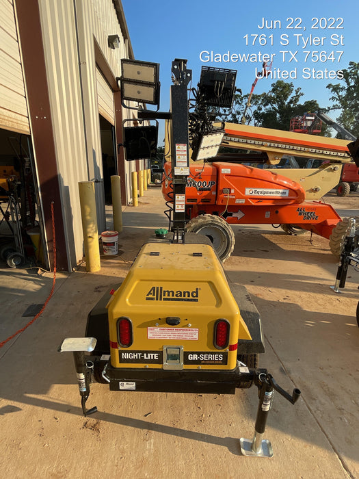 2022 Allmand NLV3GR (4) LED Light Fixture 350W, 23' Vertical Mast, 3kW Prime, Towable, Deep Sea L401, Leveling Jacks, Yanmar T4F 5.8hp