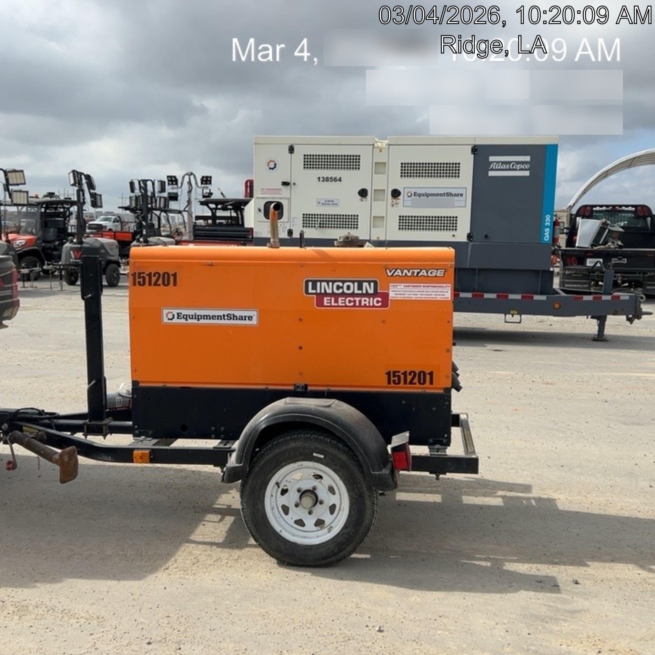2021 Lincoln Electric Vantage 322 Vantage 322 Ready Pak 3 w/ Telematics & Decals, ORANGE (includes trailer, cable rack, fender light kit)