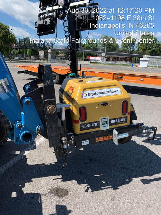 2022 Allmand NLV3GR (4) LED Light Fixture 350W, 23' Vertical Mast, 3kW Prime, Towable, Deep Sea L401, Leveling Jacks, Yanmar T4F 5.8hp