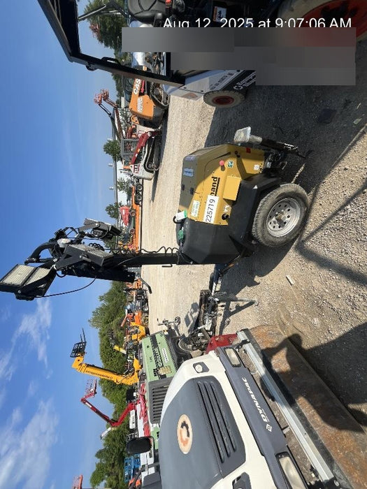 2022 Allmand NLV3GR (4) LED Light Fixture 350W, 23' Vertical Mast, 3kW Prime, Towable, Deep Sea L401, Leveling Jacks, Yanmar T4F 5.8hp