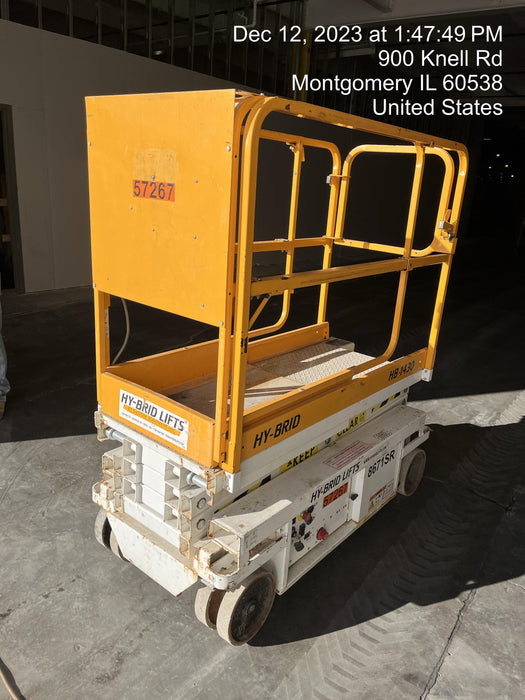 Custom Equipment HB-1430 <ul>
 <li>Hy-Brid Scissor Lift</li>
  <li>Platform capacity up to 670 lbs.</li>
  <li>Working height up to 20 ft</li>
  <li>Weighs under 1,700 lbs.</li>
  <li>Non-marking wheels </li>
</ul>