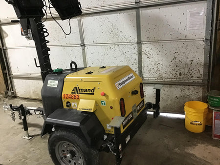 2020 Allmand NLV3GR (4) LED Light Fixture 350W, 23' Vertical Mast, 3kW Prime, Towable, Deep Sea L401, Leveling Jacks, Yanmar T4F 5.8hp