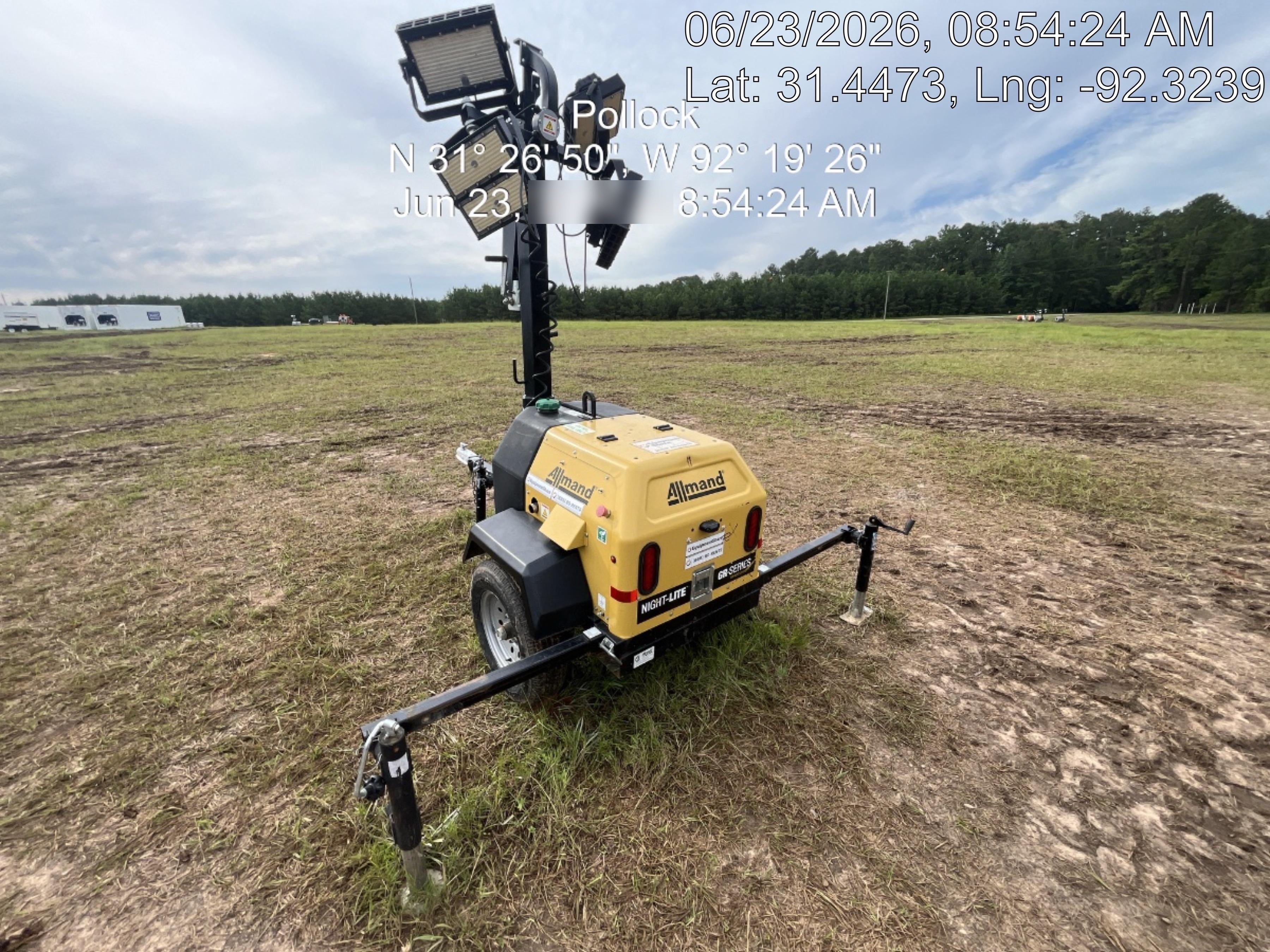 2022 Allmand NLV3GR (4) LED Light Fixture 350W, 23' Vertical Mast, 3kW Prime, Towable, Deep Sea L401, Leveling Jacks, Yanmar T4F 5.8hp