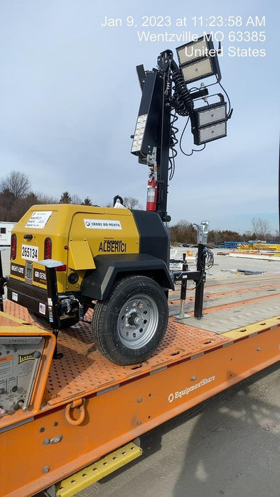 2022 Allmand NLV3GR (4) LED Light Fixture 350W, 23' Vertical Mast, 3kW Prime, Towable, ES Decals, T3